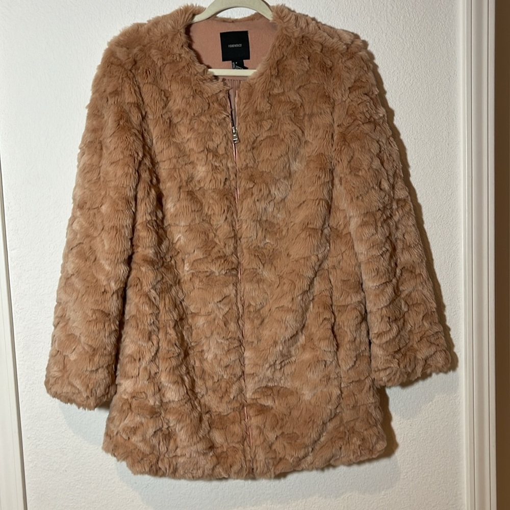 Forever 21 Faux Fur Full Zipper Coat
